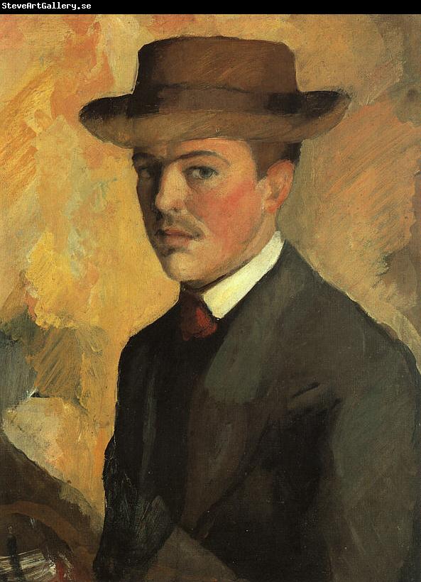 August Macke Self Portrait with Hat  qq